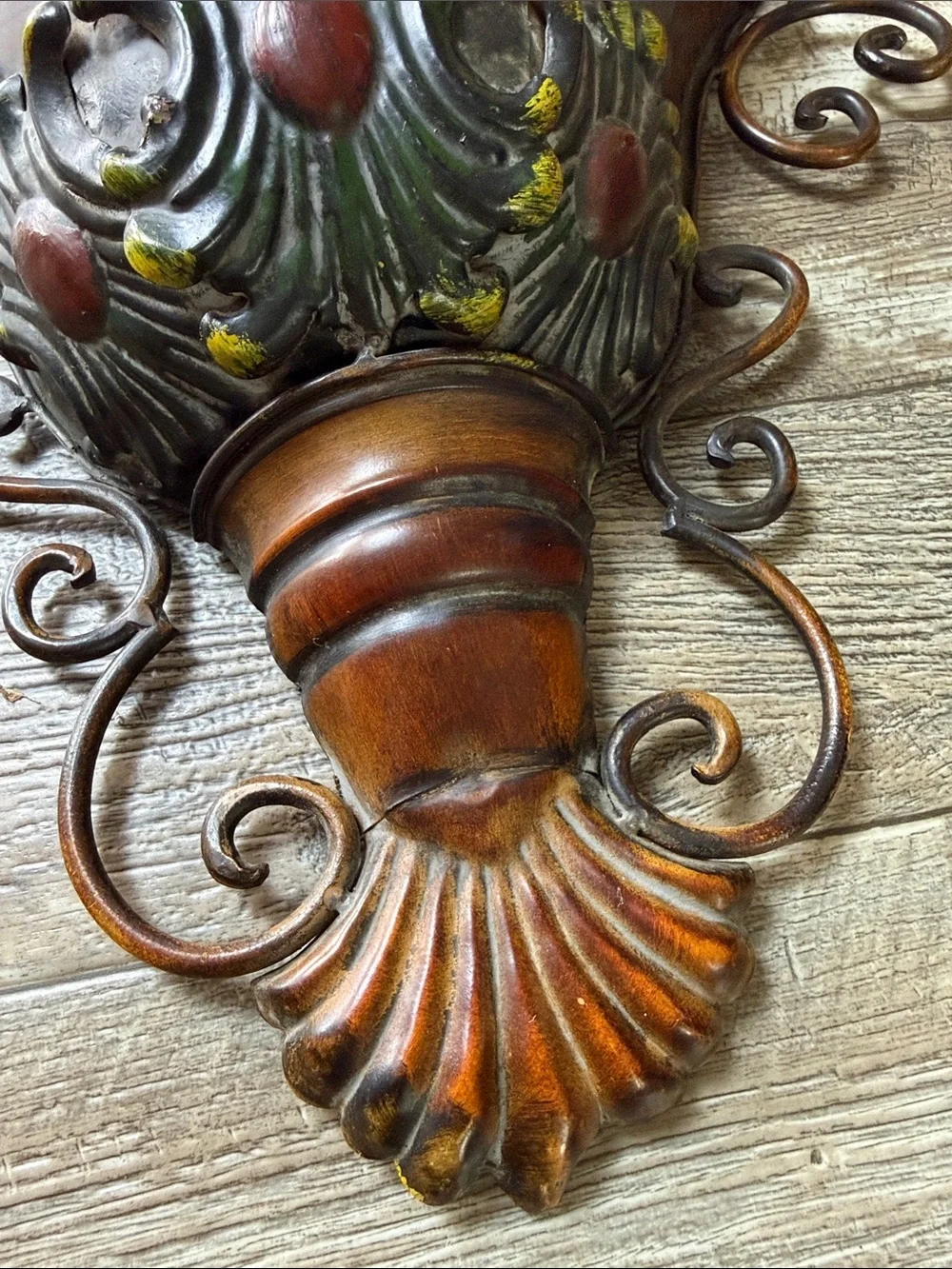 Decorative Brown and Green Resin Wall Sconce Planter
